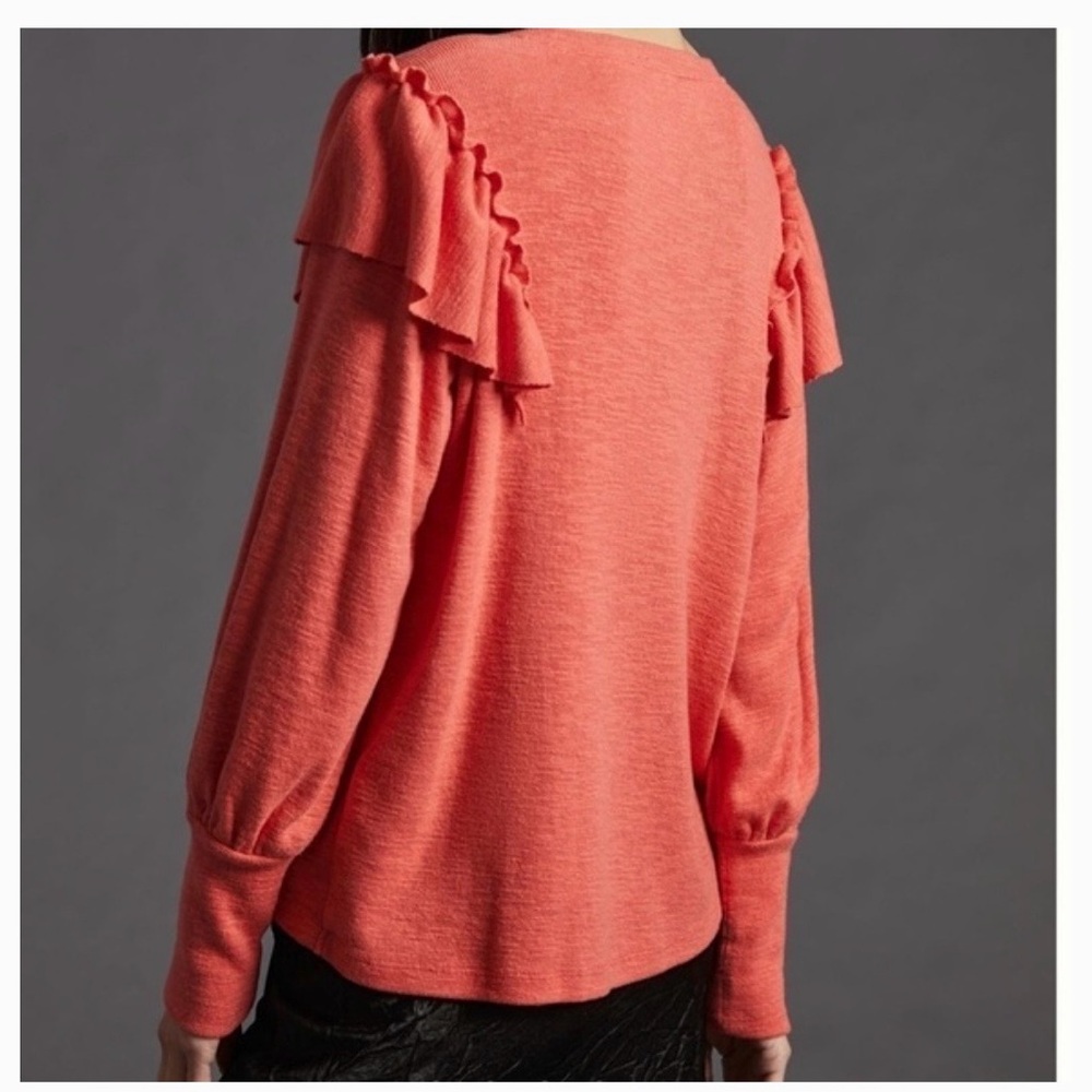 Anthropologie/Pilcro Ruffled Coral Top - Picture 5 of 10